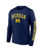 Men's Fanatics Navy Michigan Wolverines Distressed Arch Over Logo Long Sleeve T-shirt