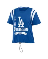 Women's Wear by Erin Andrews Royal Los Angeles Dodgers Cinched Colorblock T-shirt