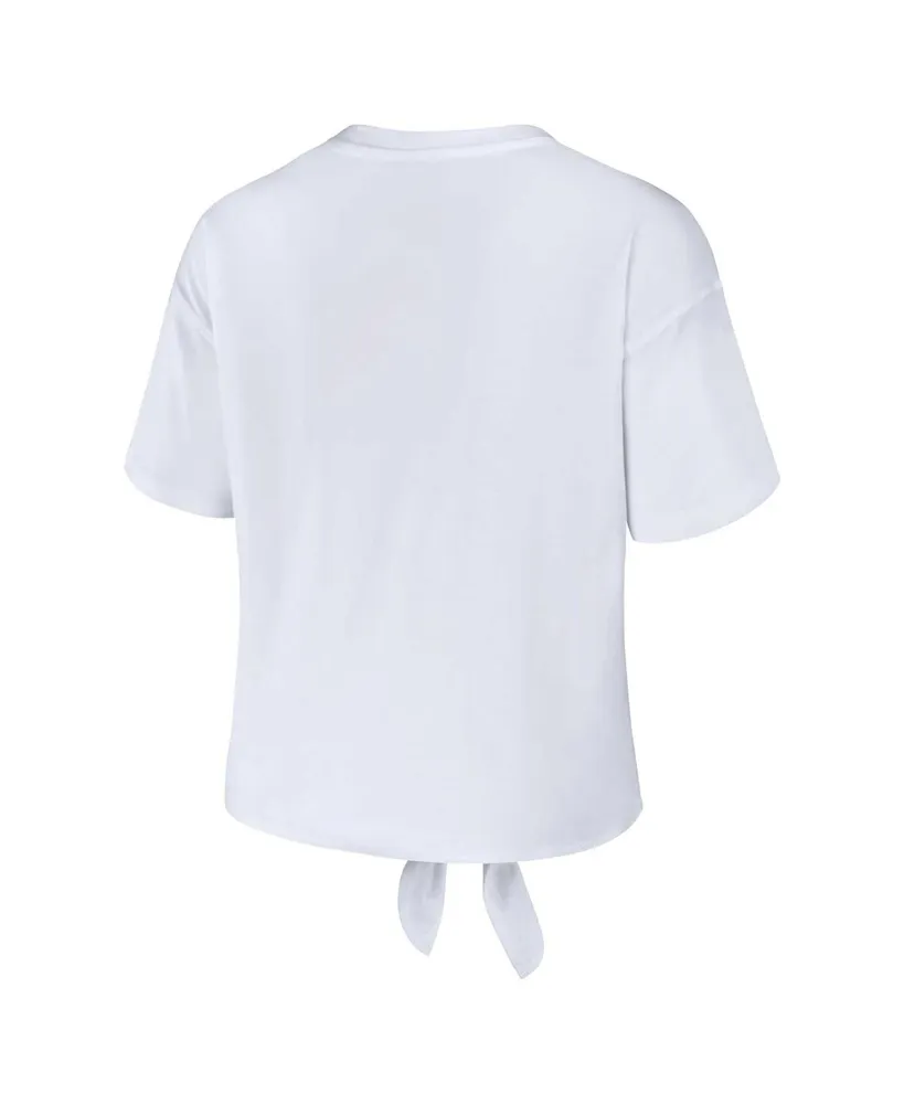 Women's Wear by Erin Andrews White Los Angeles Angels Front Tie T-shirt