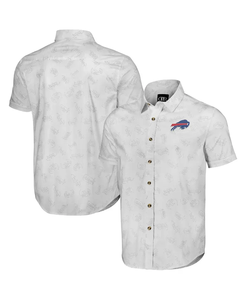 Men's Nfl x Darius Rucker Collection by Fanatics White Buffalo Bills Woven Short Sleeve Button Up Shirt