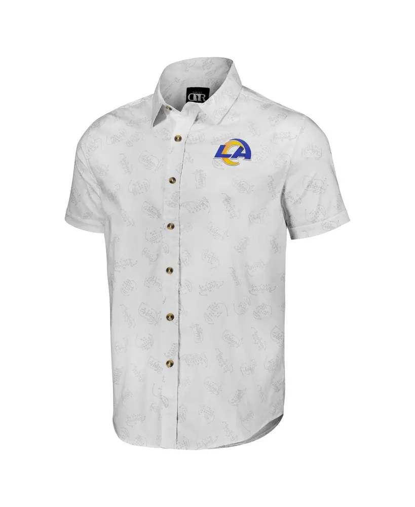 Men's Nfl x Darius Rucker Collection by Fanatics White Los Angeles Rams Woven Short Sleeve Button Up Shirt