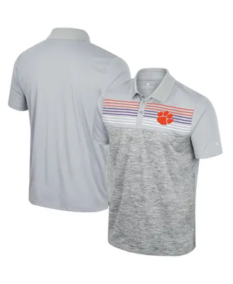 Men's Colosseum Gray Clemson Tigers Cybernetic Polo Shirt