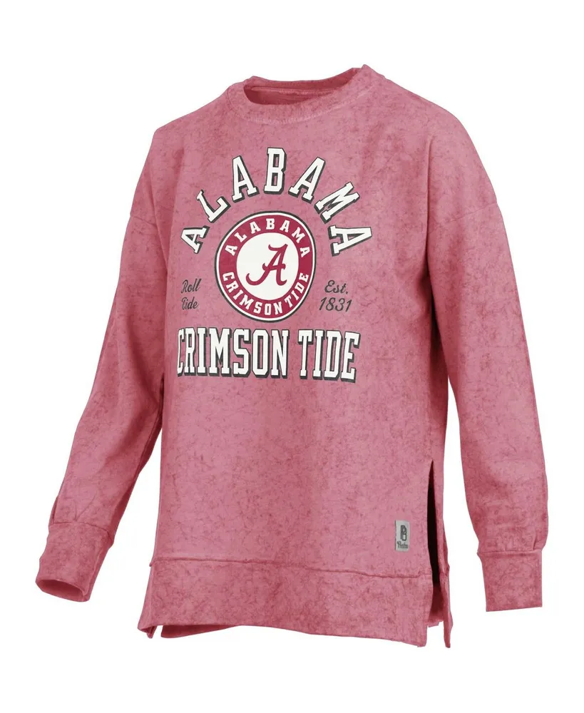 Women's Pressbox Crimson Alabama Tide Sun Washed Bishop Pullover Sweatshirt