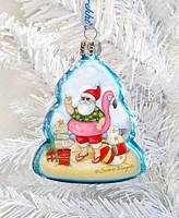 Designocracy Christmas on the Beach Keepsake Holiday Glass Ornaments Set of 3 S. Winget