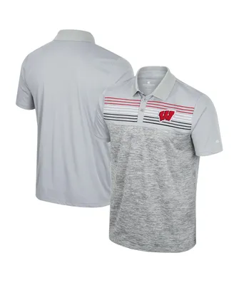 Men's Colosseum Gray Wisconsin Badgers Cybernetic Polo Shirt
