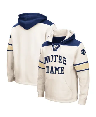 Men's Colosseum Cream Notre Dame Fighting Irish Big and Tall Hockey Lace-Up Pullover Hoodie
