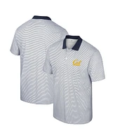Men's Colosseum White, Navy Cal Bears Print Stripe Polo Shirt