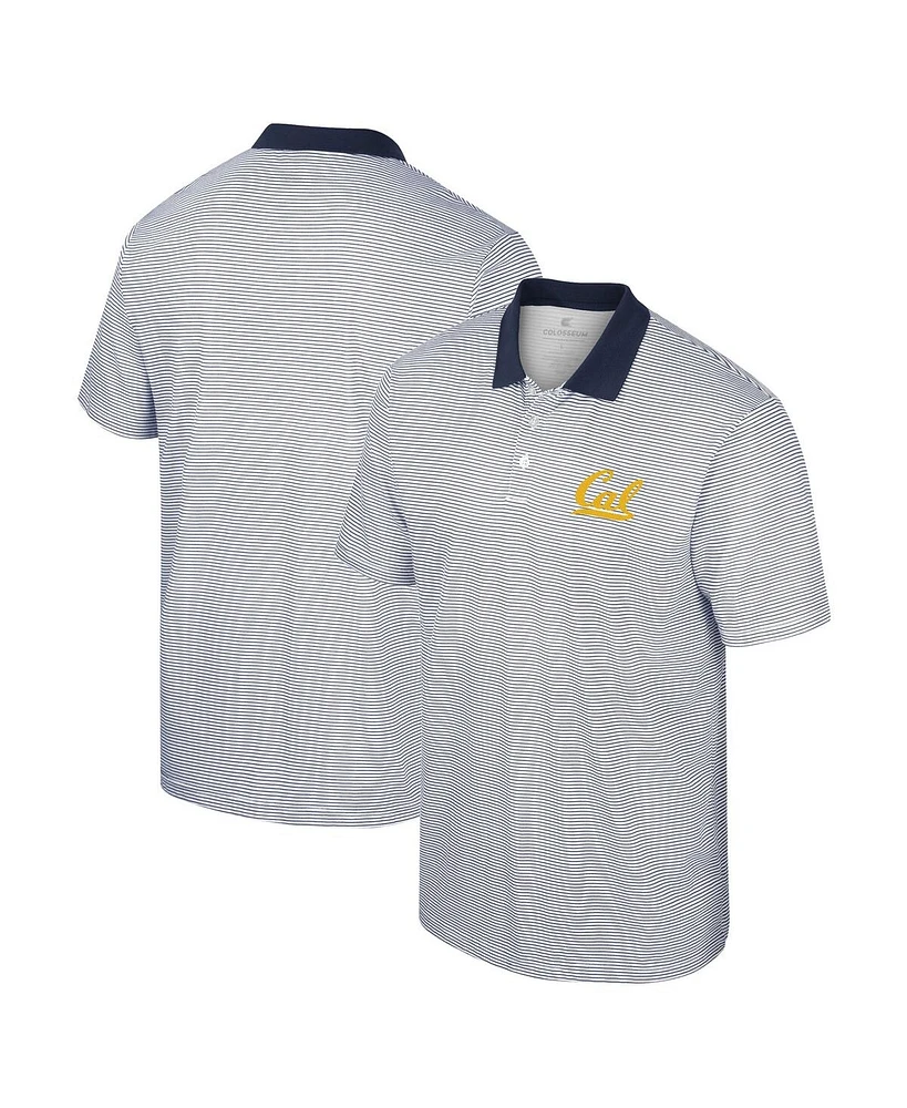 Men's Colosseum White, Navy Cal Bears Print Stripe Polo Shirt