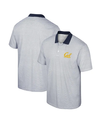 Men's Colosseum White, Navy Cal Bears Print Stripe Polo Shirt