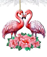 Designocracy Holiday Wooden Ornaments Flamingos Love Home Decor G. DeBrekht