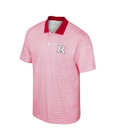 Men's Colosseum White, Scarlet Rutgers Knights Print Stripe Polo Shirt