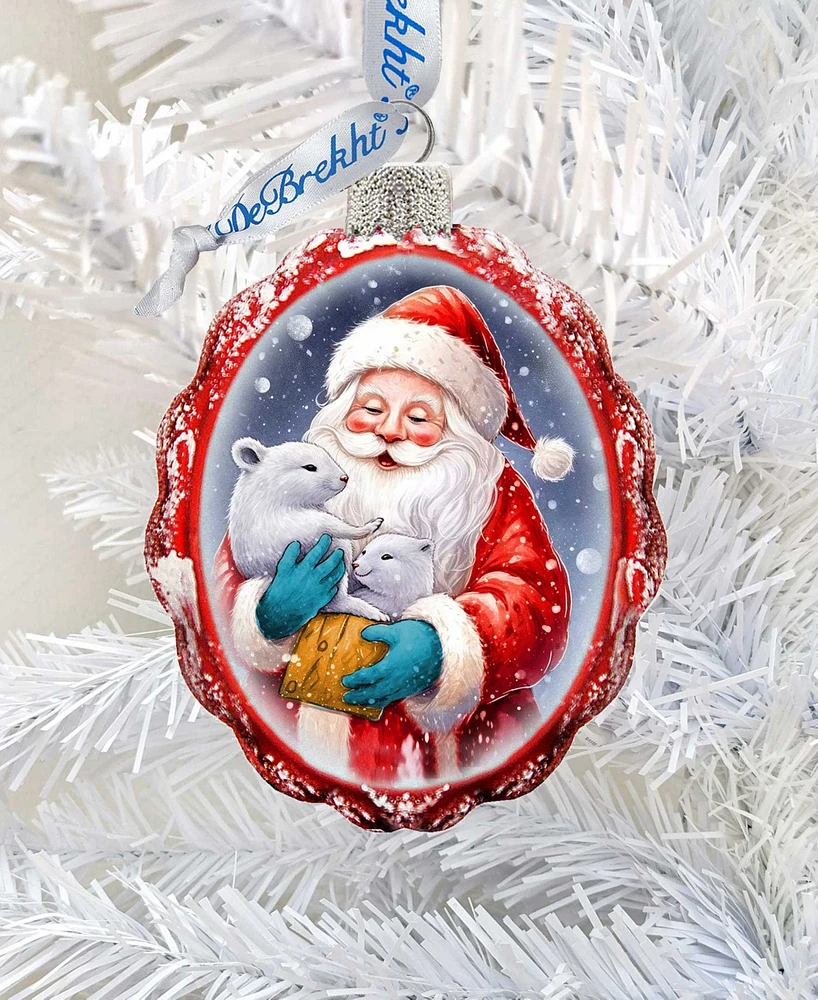 Designocracy Santa with Cubs Keepsake Mercury Glass Christmas Ornaments G. DeBrekht