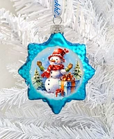 Designocracy Snowman Gift Keepsake Holiday Mercury Glass Ornaments G. DeBrekht