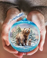 Designocracy A Love for All Seasons - Grizzly Bears Ball Holiday Glass Ornaments G. DeBrekht