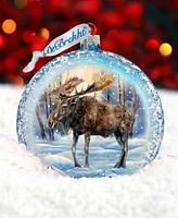 Designocracy In the Heart of the Forest - Moose Ball Christmas Glass Ornaments G. DeBrekht