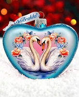 Designocracy Swan Love Heart Mercury Glass Christmas Ornaments G. DeBrekht