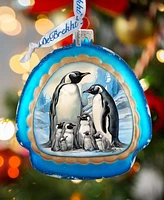 Designocracy A Love on Ice - Penguin's Family Rainbow Christmas Glass Ornaments G. DeBrekht