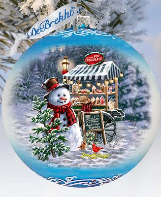 Designocracy Hot Cocoa Magic - Frosty Fun Lg Holiday Glass Collectible Ornament D. Gelsinger