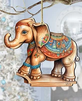 Designocracy Carousel Elephant Christmas Wooden Ornaments Holiday Decor G. DeBrekht