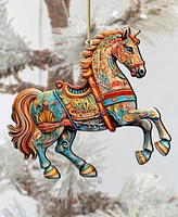 Designocracy Carousel Horse Christmas Wooden Ornaments Holiday Decor G. DeBrekht