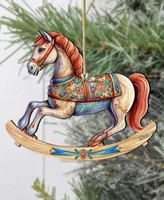 Designocracy Rocking Horse Christmas Wooden Ornaments Holiday Decor G. DeBrekht