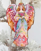 Designocracy Floral Angel Christmas Wooden Ornaments Holiday Decor G. DeBrekht