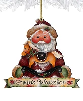 Designocracy Santa's Workshop Christmas Wooden Ornaments Holiday Decor J. Mills-Price