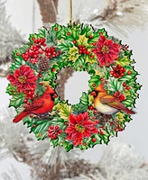 Designocracy Holiday Cardinal Garland Wreath Christmas Wooden Ornaments G. DeBrekht