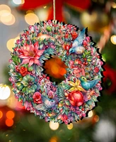 Designocracy Holiday Wooden Ornaments Summer Blooms Wreath Home Decor G. DeBrekht