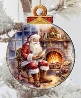 Designocracy Santa at the Fireplace Christmas Wooden Ornaments Holiday Decor G. DeBrekht