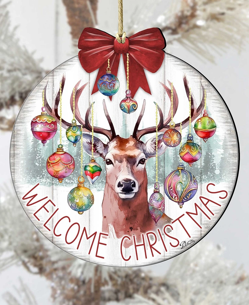 Designocracy Welcome Christmas Wooden Ornaments Holiday Decor G. DeBrekht