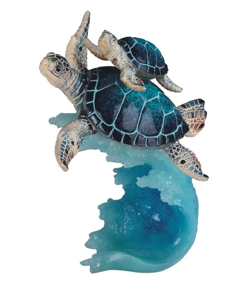 Fc Design 8.75H Sea Turtle with Baby Swimming on Wave Statue Marine Life  Decoration Figurine Home Decor Perfect Gift for House Warming, Holidays and