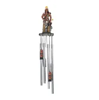 23" Long Indian Warrior Round Top Wind Chime Native American