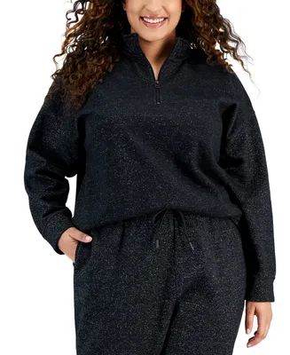 Id Ideology Plus Size Quarter-Zip Mock-Neck Sweatshirt, Created for Macy's
