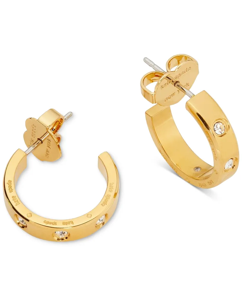 Kate Spade New York Gold-Tone Small Pave Huggie Hoop Earrings, 1"