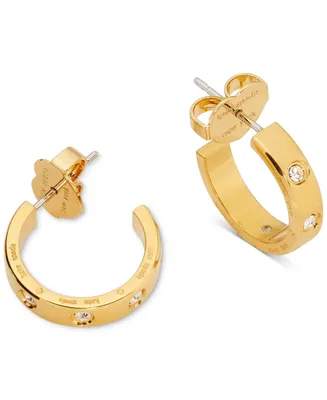 Kate Spade New York Gold-Tone Small Pave Huggie Hoop Earrings, 1"