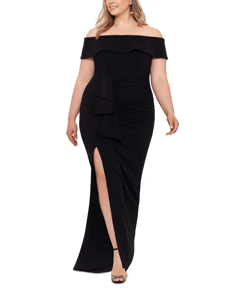 Xscape Plus Size Off-The-Shoulder Gown