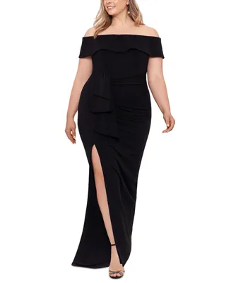 Xscape Plus Size Off-The-Shoulder Gown