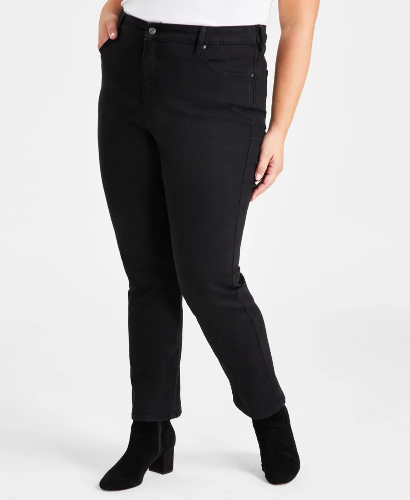 Style & Co Plus High-Rise Straight-Leg Jeans, Exclusively at Macy's