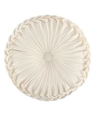 Levtex Emel Pleated Button Tufted Decorative Pillow, 16" Round