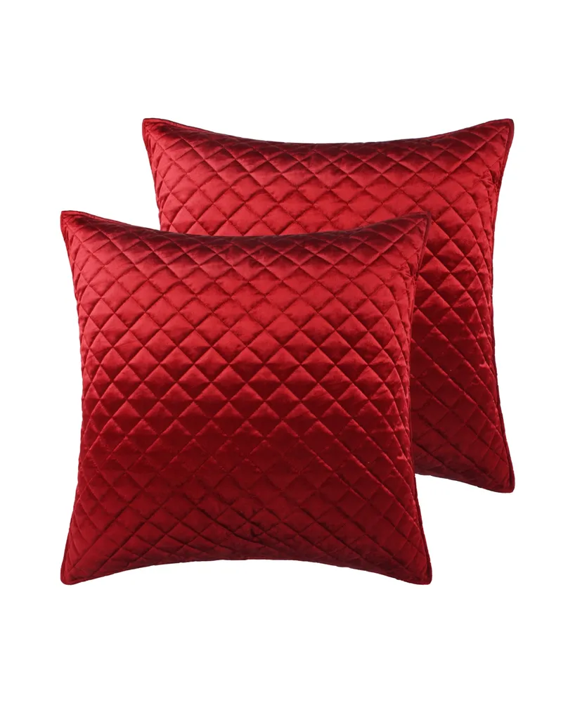 Levtex Red Velvet Quilted Diamond 2-Pc. Sham Set, European