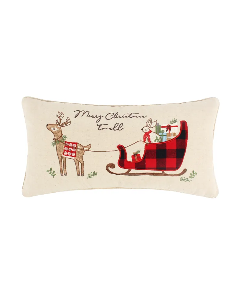 Levtex for Christmas Embroidered Decorative Pillow, 12" x 24"