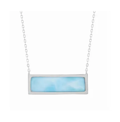 Sterling Silver Rectangle Larimar Necklace