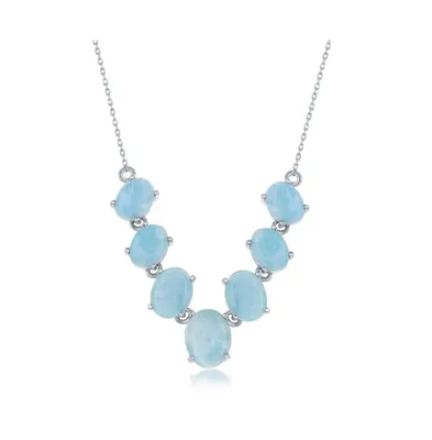 Sterling Silver Graduating Oval Larimar Necklace
