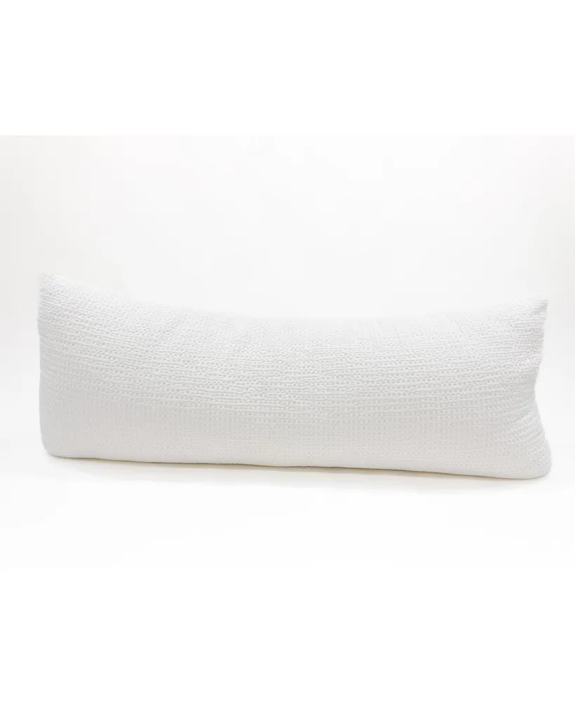 Body Pillow 20x54 Down Alternative White Cotton Waffle Weave