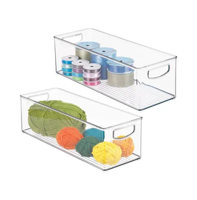 MDesign Small Plastic Divided Cosmetic Storage Organizer Caddy, 2 Pack -  Clear