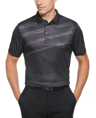 Pga Tour Men's Athletic-Fit Asymmetrical Space-Dyed Stripe Performance Golf Polo Shirt