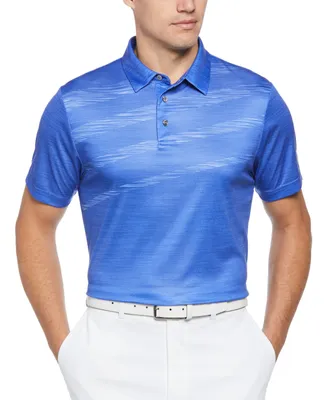 Pga Tour Men's Athletic-Fit Asymmetrical Space-Dyed Stripe Performance Golf Polo Shirt