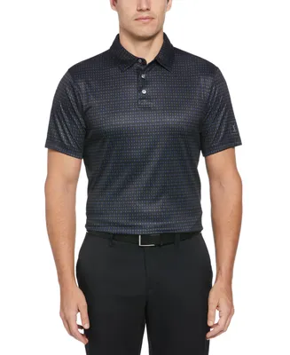 Pga Tour Men's Athletic-Fit Regimental Golf-Print Performance Golf Polo Shirt