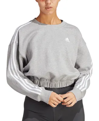 adidas Women's Three-Stripe Cropped Crewneck Sweatshirt